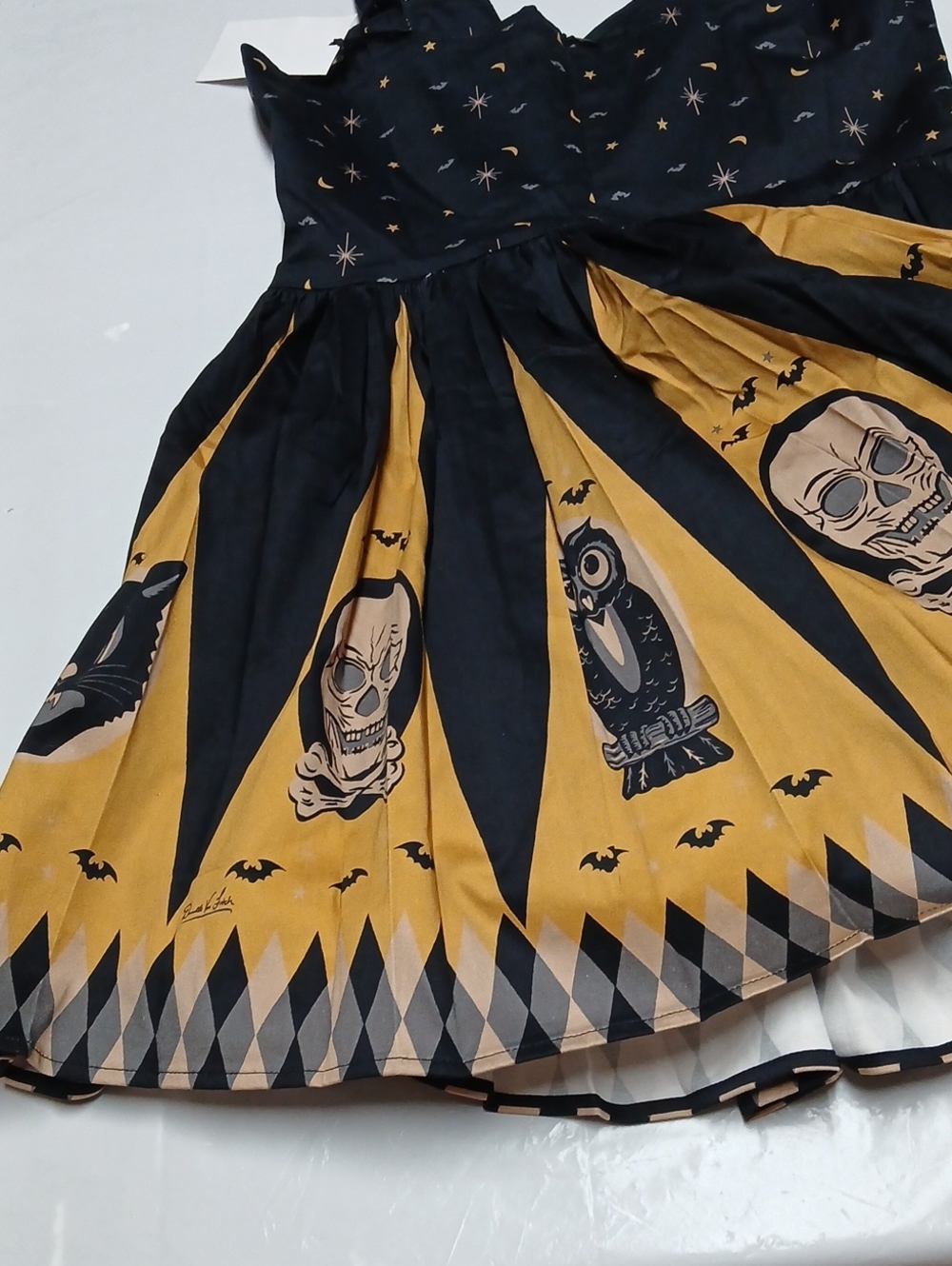 Oblong Box Shop Prudence Halloween Treat Mini Dress w/ Pockets Size M Pinup Goth - Picture 9 of 14